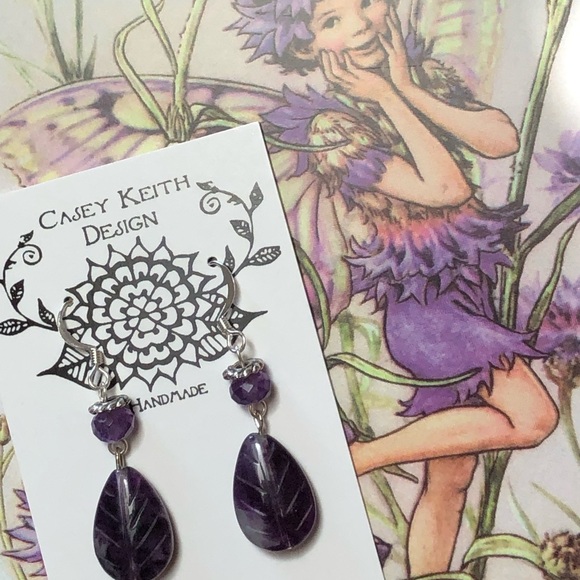 Purple Fleurite Earrings - Picture 4 of 8